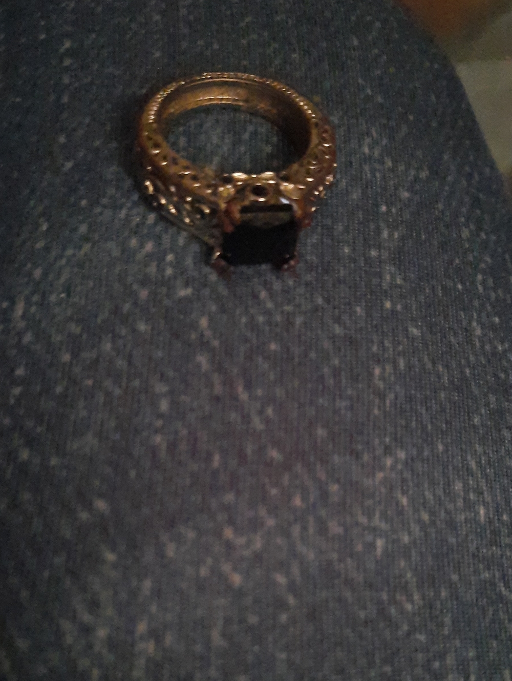 Vintage Ornate Sterling Silver 925 Filigree Onyx Ring